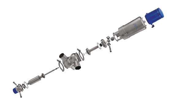 Unique Mixproof valve exploded view with ThinkTop V70